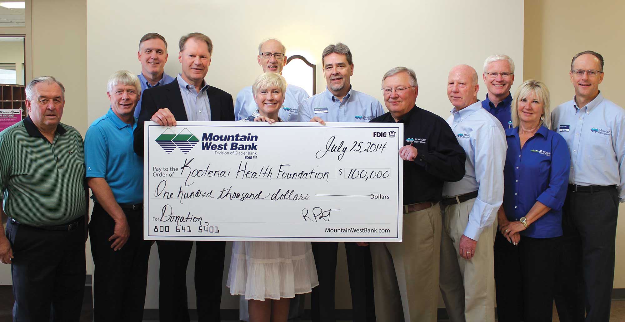 Mountain West Bank gifts $100,000 to Kootenai Health Foundation